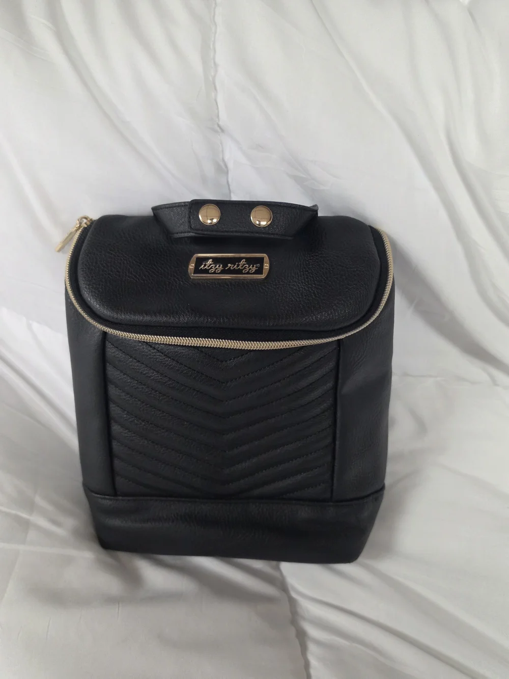 Itzy Ritzy Black Leather-Effect Women's Bag with Gold Hardware